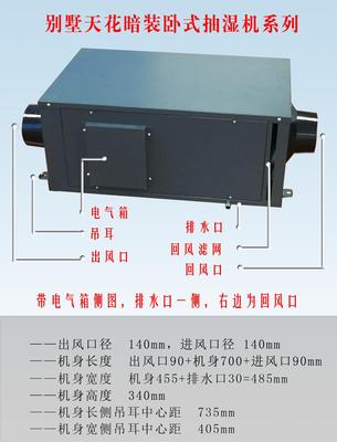 新風式吊裝式吊頂中央管道式吸頂式隱藏除濕機抽濕機HJD-858D